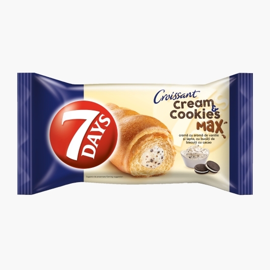 Croissant cu cremă cu aromă de vanilie și lapte, cu bucăți de biscuiți cu cacao 80g