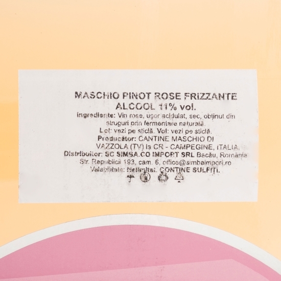 Vin frizzante rose sec Pinot Rosa, 11%, 0.75l