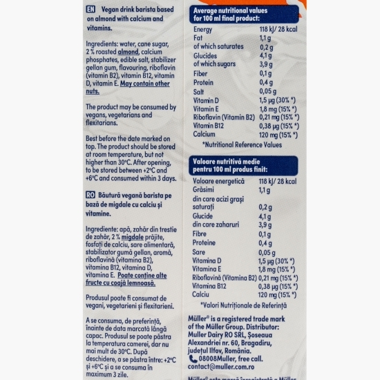 Băutură vegetală din migdale Barista 1l