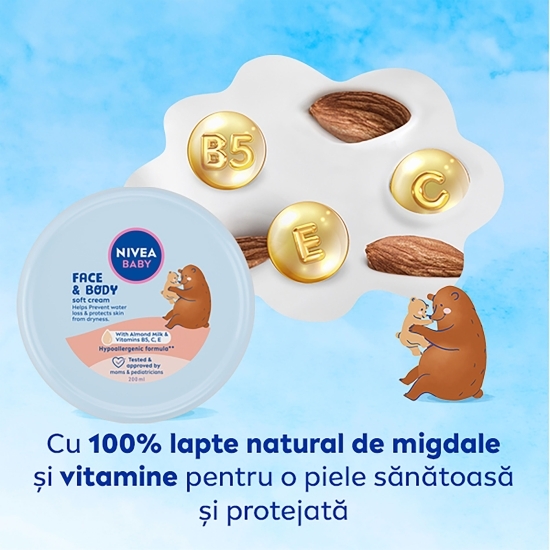 Cremă pentru față și corp pentru bebeluși Baby Soft 200ml