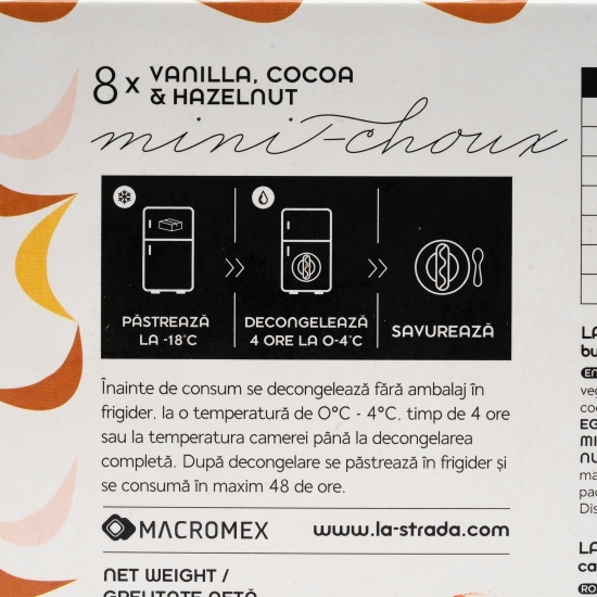 Mini choux cu cremă de vanilie, cacao și alune 240g