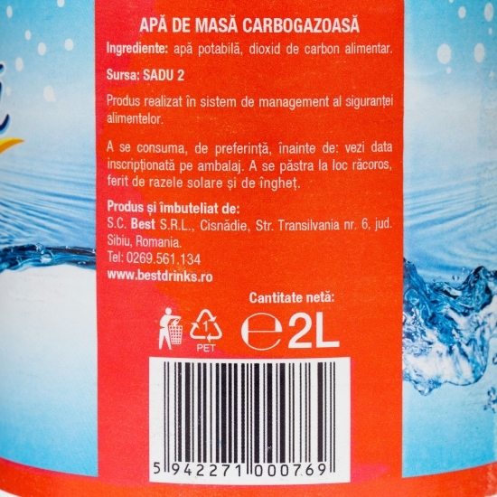 Apă de masă carbogazoasă 2l
