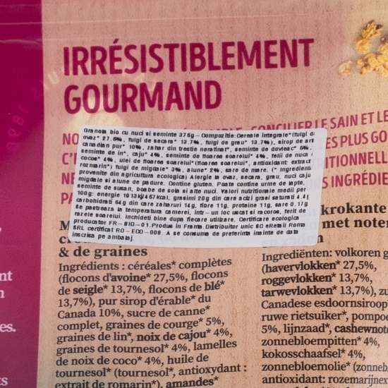 Granola eco cu nuci și semințe 375g
