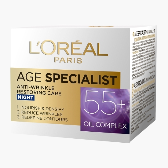 Cremă de noapte antirid și reparatoare, 55+ Age Specialist, 50ml
