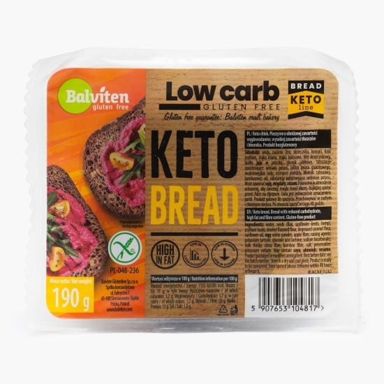Pâine Keto cu conținut redus de carbohidrați, fără gluten, 190g
