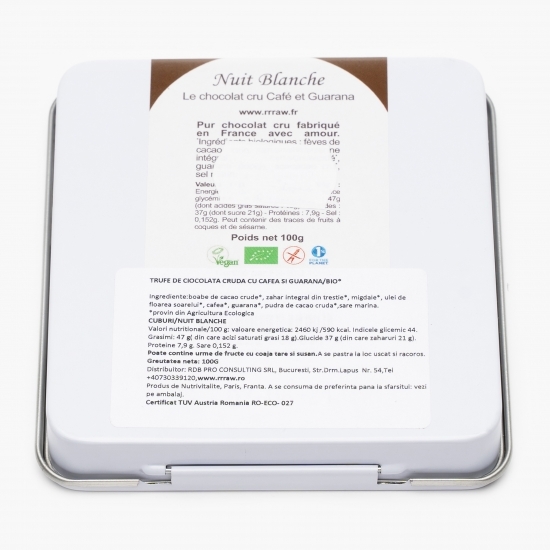 Trufe de ciocolată crudă cu cafea și guarana eco 100g