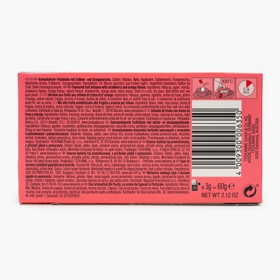 Ceai aromatizat din fructe cu arome de căpșuni și portocale 20 plicuri x3g 