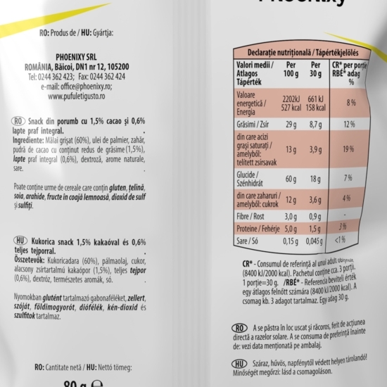 Pufuleți cu cacao și lapte 80g