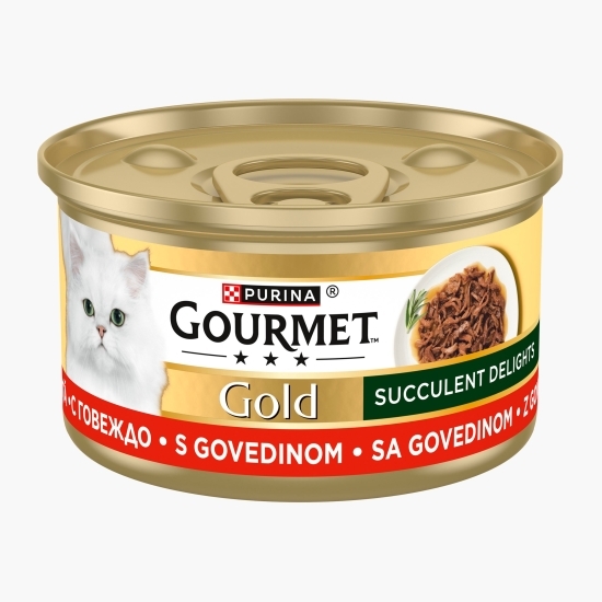 Hrană umedă pentru pisici Gourmet Gold Succulent Delights, 85g, cu vită