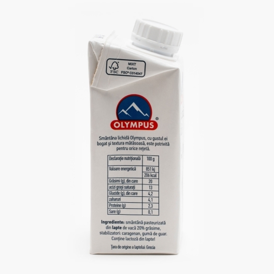 Smântână lichidă, 20% grăsime 200ml