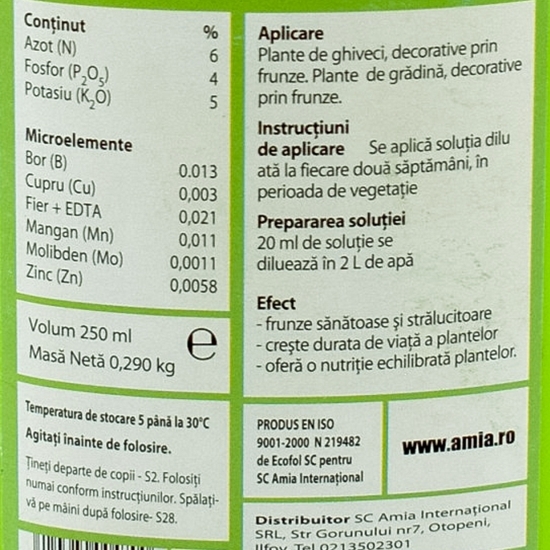 Îngrășământ concentrat plante verzi 0.25l