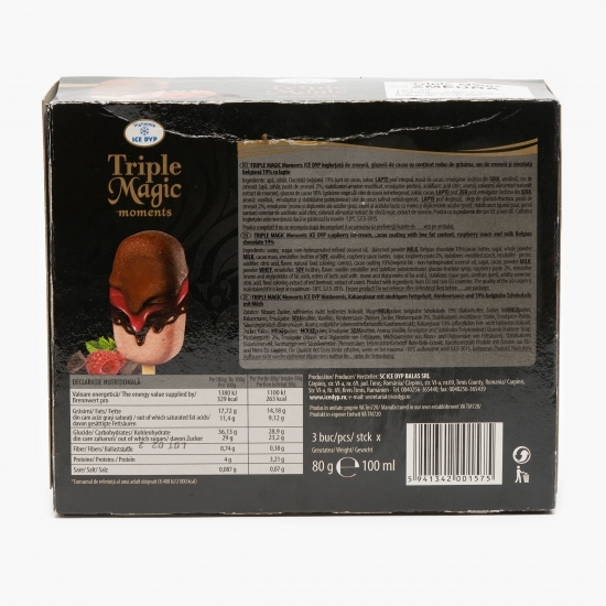 Înghețată de zmeură și ciocolată belgiană 3x100ml