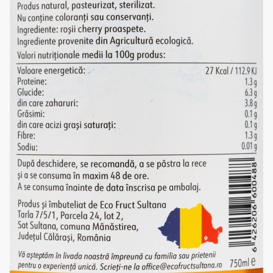 Suc ecologic de roșii cherry 0.75l