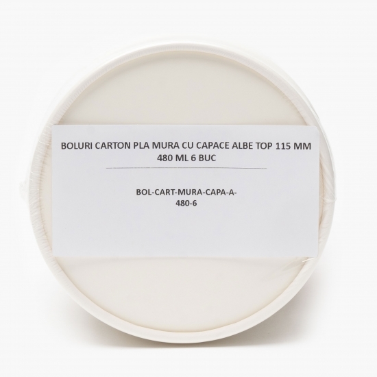 Boluri de carton cu capace albe 115mm 480ml 6 buc