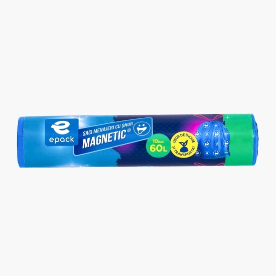 Saci menajeri cu șnur magnetic 60l 10 buc