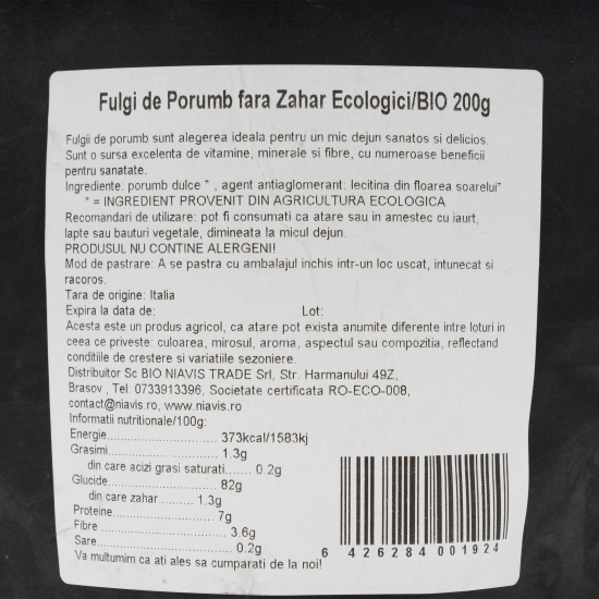 Fulgi de porumb fără zahăr ecologici 200g