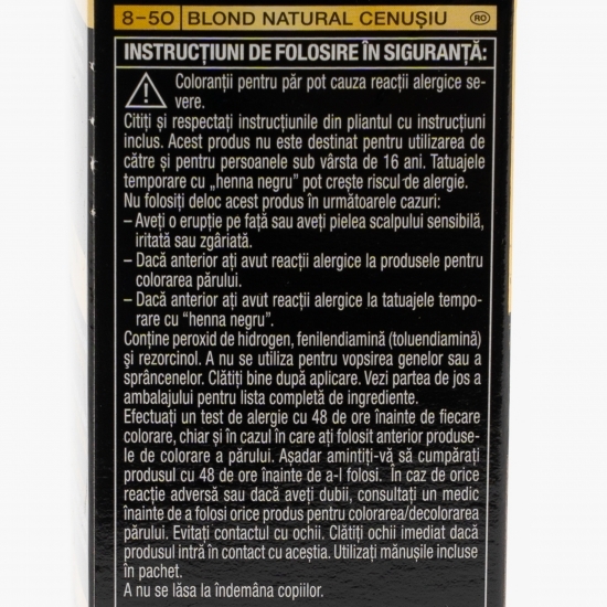 Vopsea permanentă de păr fără amoniac Oleo Intese, 8-50 blond natural cenușiu, 115ml