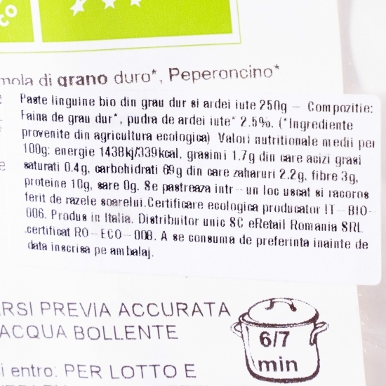 Paste tagliatelle eco din grâu dur și ardei iute 250g