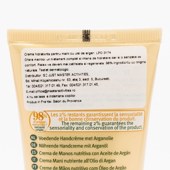 Cremă hidratantă ulei de argan pentru mâini cu piele forte uscată 75ml