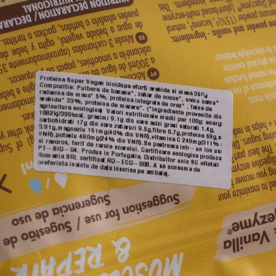 Proteină super vegan eco (după efort) banane și vanilie cu dygezime 350g