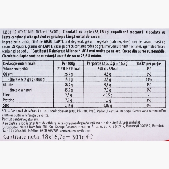 Batoane cu ciocolată cu lapte și napolitană, mini 301g