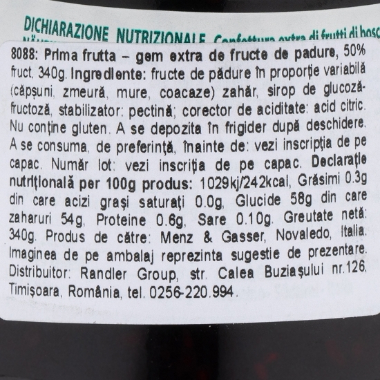 Gem extra de fructe de pădure 50% fruct 340g