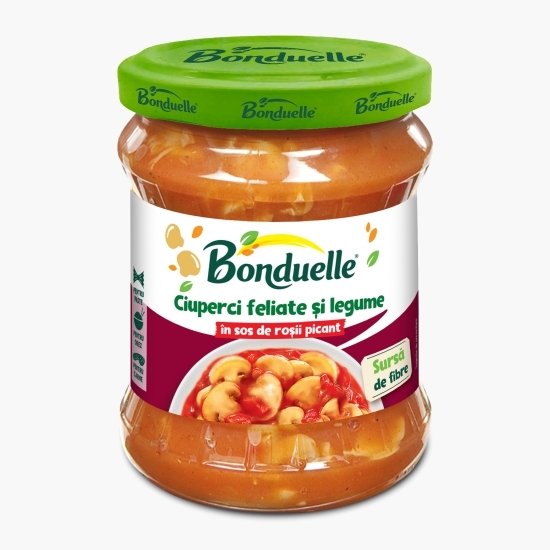 Ciuperci feliate și legume în sos de roșii picant 500ml