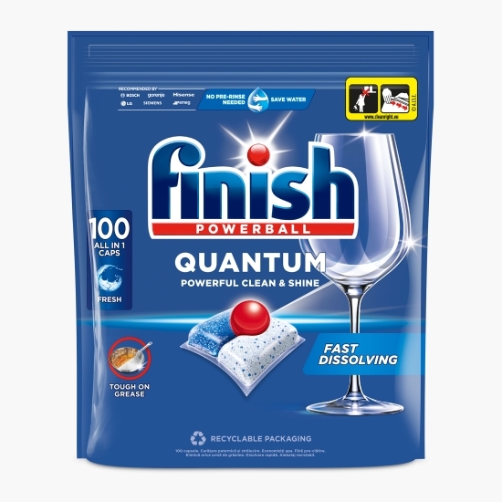  Detergent capsule pentru mașina de spălat vase Finish Quantum, 100 spălări