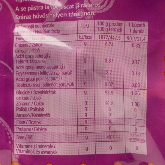Caramele moi cu aromă de frișcă cu caise, zmeură și portocale 80g