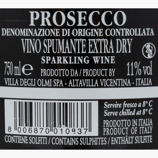 Vin spumant alb extra dry Prosecco, 11%, 0.75l