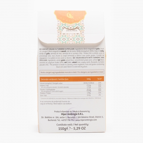 Biscuiți vegani cu turmeric și psyllium 150g