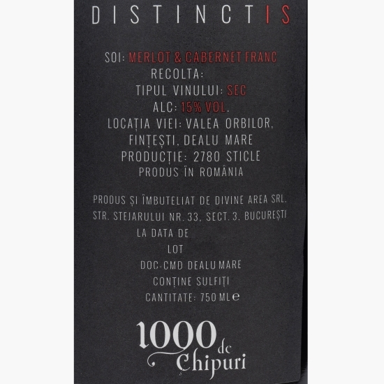 Vin roșu sec Merlot & Cabernet Franc, 15%, 750ml