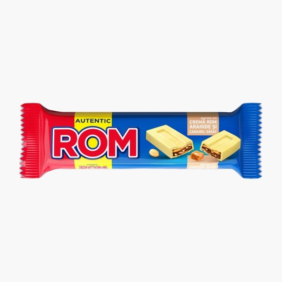 Baton de ciocolată cu caramel sărat, cremă de rom și arahide 44g