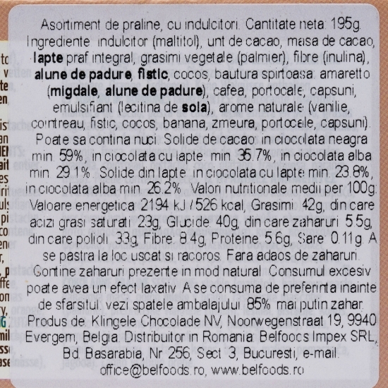 Praline belgiene fără zahăr adăugat 195g