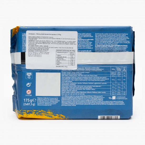 Pâine prăjită feliată fără gluten 175g 