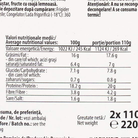 Burger vegetal congelat 2x110g