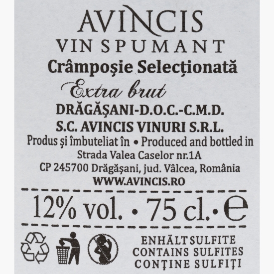 Vin spumant alb extra brut, 12%, 0.75l