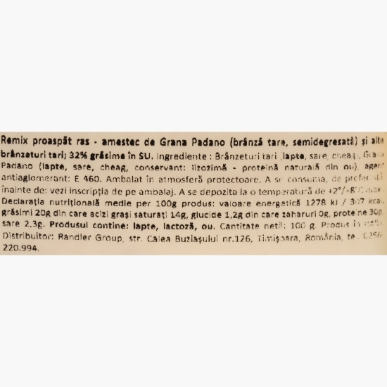 Amestec de Grana Padano și alte brânzeturi tari, ras 100g