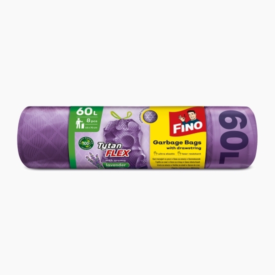 Saci menajeri embosați cu parfum de lavandă Tytan Flex, 60l, 8buc