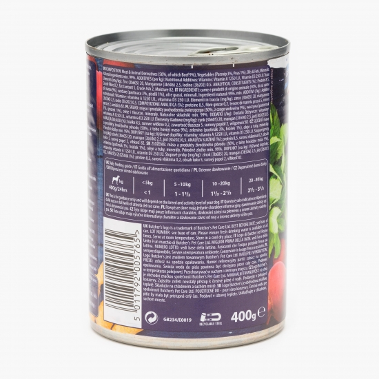 Hrană umedă pentru câini, 400g, Super Foods vită și legume