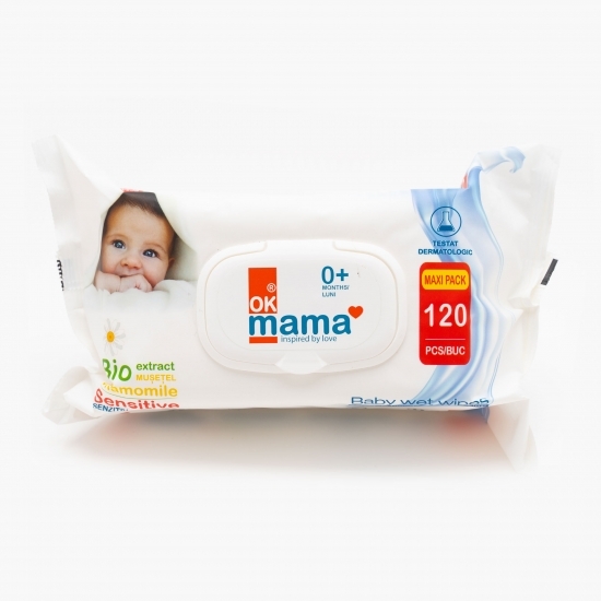 Șervețele umede bebeluși cu mușețel bio 120 buc