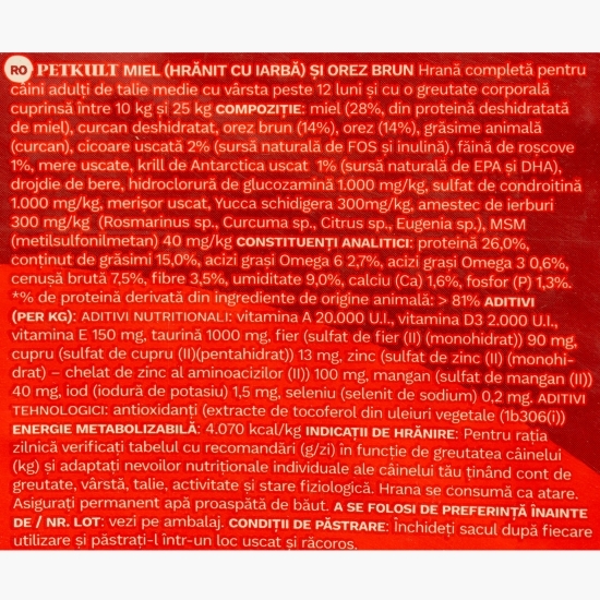 Hrană uscată pentru câini adulți de talie medie Sensitive, 12kg, cu miel și orez