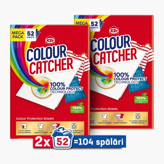 Șervețele captatoare de culoare pentru mașina de spălat rufe Colour Catcher 2 x 52 spalări