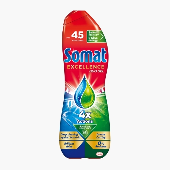 Detergent lichid pentru mașina de spălat vase Excellence Duo Gel, 45 spălări, 810ml