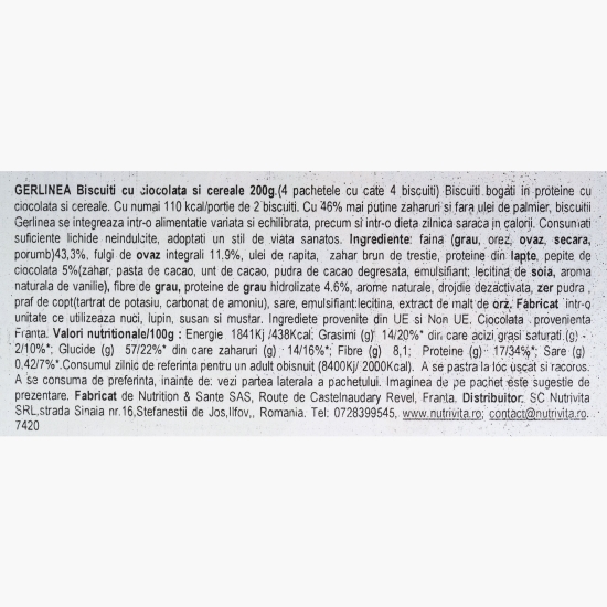 Biscuiți cu ciocolată și cereale, 200g