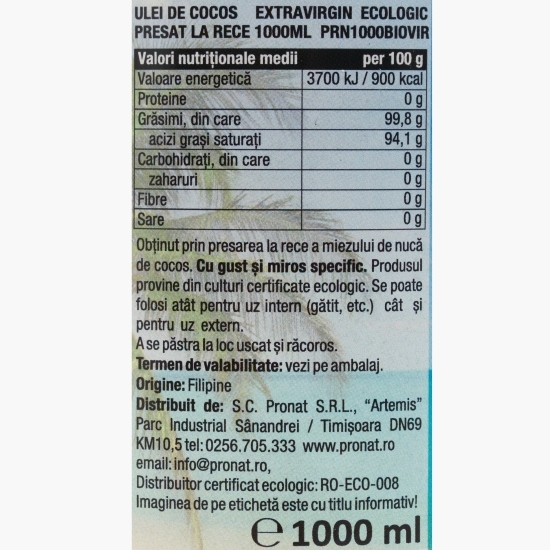 Ulei de cocos extravirgin eco 1000ml
