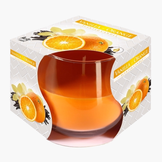 Lumânare pahar cu aromă de vanilie și portocală