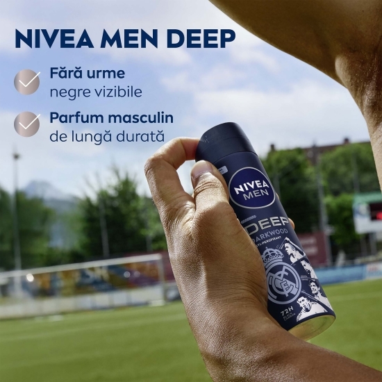 Deodorant spray pentru bărbați Men Deep Darkwood, ediție limitată Real Madrid 150ml