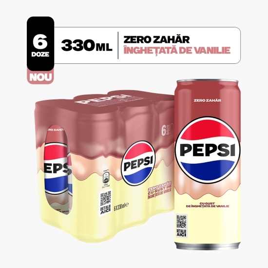 Băutură carbogazoasă aromă de cola, cu gust de înghețată de vanilie Zero zahăr, 6X 330 ml