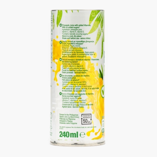 Suc de ananas cu vitamina C, fără zahăr adăugat, doză 0.24l